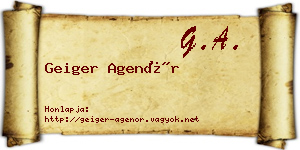 Geiger Agenór névjegykártya